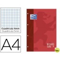 RECAMBIO COLOR OXFORD DIN A4 80 HOJAS 90 GRS CUADROS 5 MM 4 TALADROS ROJO