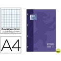 RECAMBIO COLOR OXFORD DIN A4 80 HOJAS 90 GRS CUADROS 5 MM 4 TALADROS LILA