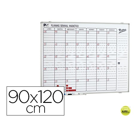 PLANNING MAGNETICO 1000/60 MENSUAL DIA A DIA SUPERFICIE BLANCA ROTULABLE 90X120