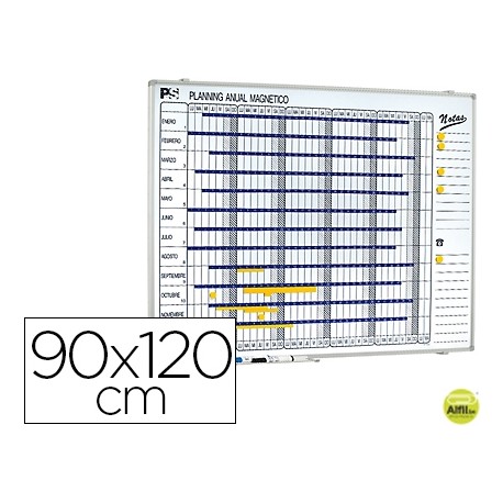 PLANNING MAGNETICO 1000/50 ANUAL DIA A DIA SUPERFICIE BLANCA ROTULABLE TAMAÑO 90X120 CM