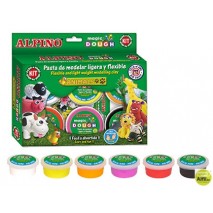 PASTA ALPINO PARA MODELAR MAGIC DOUGH ANIMALS CAJA DE 6 COLORES DE 40 GR