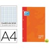 RECAMBIO COLOR OXFORD DIN A4 80 HOJAS 90 GRS CUADROS 5 MM 4 TALADROS COLOR NARANJA