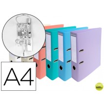 ARCHIVADOR DE PALANCA EXACOMPTA CARTON FORRADO PVC DIN A4 COLORES PASTELES SURTIDOS LOMO 70 MM CON