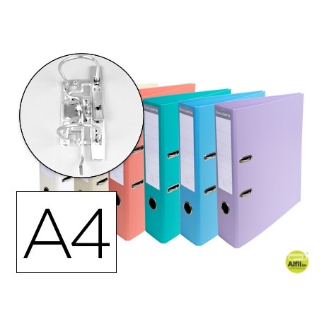 ARCHIVADOR DE PALANCA EXACOMPTA CARTON FORRADO PVC DIN A4 COLORES PASTELES SURTIDOS LOMO 70 MM CON