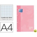 RECAMBIO COLOR OXFORD DIN A4 80 HOJAS 90 GRS CUADROS 5 MM 4 TALADROS COLOR ROSA DULCE