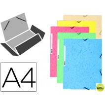 CARPETA GOMA EXACOMPTA DIN A4 3 SOLAPAS CARTULINA ILUSTRADA COLORES PASTELES SURTIDOS