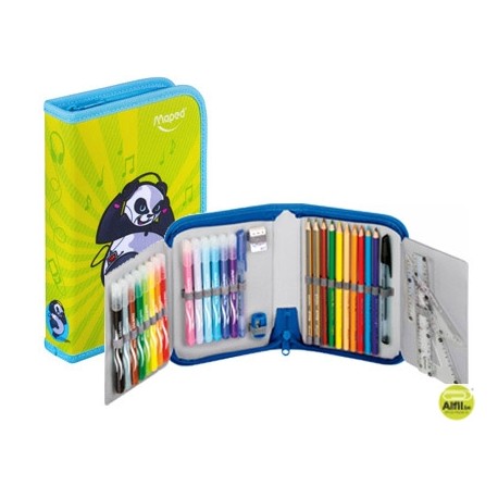 PLUMIER ESCOLAR MAPED PANDA CON CREMALLERA CONTINE 32 PIEZAS