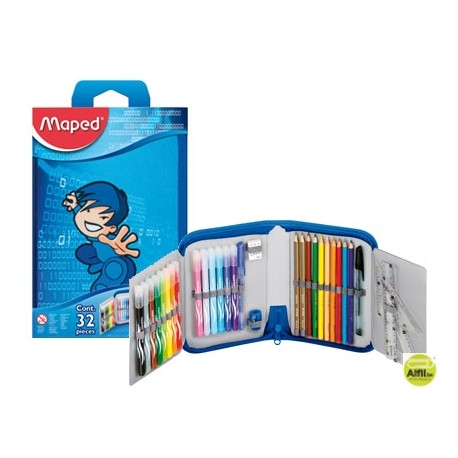 PLUMIER ESCOLAR MAPED KARATE CON CREMALLERA CONTINE 32 PIEZAS