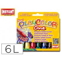 TEMPERA SOLIDA EN BARRA INSTANT ESCOLAR CAJA DE 6 COLORES SURTIDOS