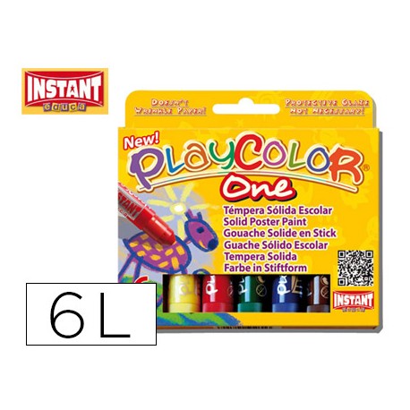TEMPERA SOLIDA EN BARRA INSTANT ESCOLAR CAJA DE 6 COLORES SURTIDOS