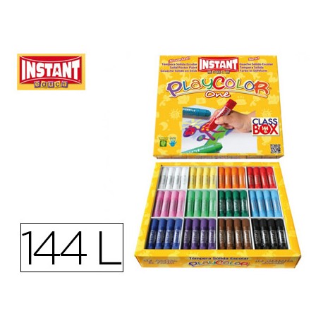TEMPERA SOLIDA EN BARRA INSTANT ESCOLAR CAJA DE 144 UNIDADES 12 COLORES SURTIDOS