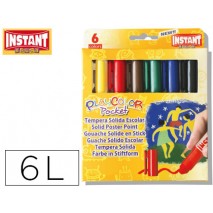 TEMPERA SOLIDA EN BARRA INSTANT POCKET ESCOLAR CAJA DE 6 COLORES SURTIDOS