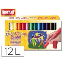 TEMPERA SOLIDA EN BARRA INSTANT POCKET ESCOLAR CAJA DE 12 COLORES SURTIDOS