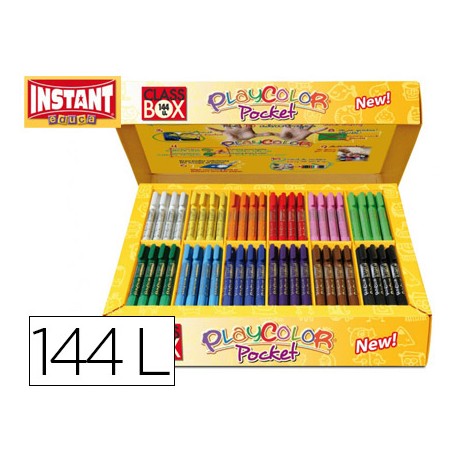 TEMPERA SOLIDA EN BARRA INSTANT POCKET ESCOLAR CAJA DE 144 UNIDADES 12 COLORES SURTIDOS