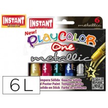 TEMPERA SOLIDA EN BARRA INSTANT ESCOLAR CAJA DE 6 COLORES METALIZADOS SURTIDOS