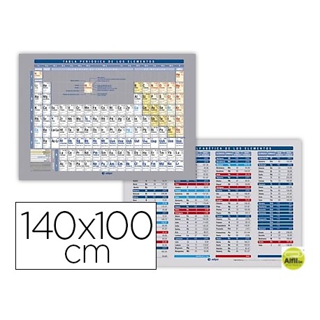 TABLA PERIODICA DE ELEMENTOS IMPRESA A DOBLE CARA PLASTIFICADA TIPO MURAL 140X100 CM