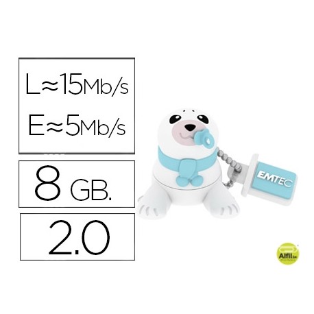 MEMORIA USB EMTEC FLASH 8 GB 2.0 ANIMALS BEBE FOCA
