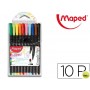 ROTULADOR MAPED PUNTA DE METAL GRAPH PEPS FINE LINER ESTUCHE DE 10 COLORES SURTIDOS