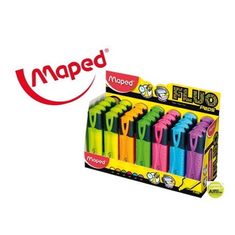 ROTULADOR MAPED FLUO PEPS CLASSIC EXPOSITOR DE 28 UNIDADES COLORES SURTIDOS