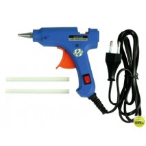 PISTOLA TERMOFUSIBLE MINI LIDERPAPEL DE 25 W CON GATILLODISPENSADOR Y 2 BARRAS DE SILICONA DE 8 MM D