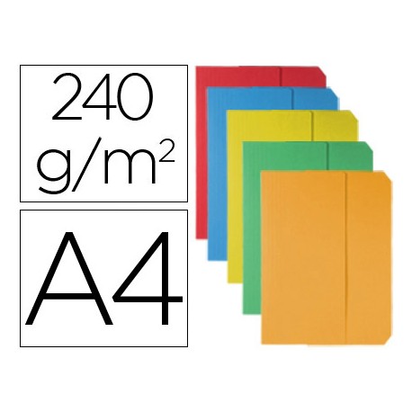 SUBCARPETAS CARTULINAS VIP FAST-PAPERFLOW FOLIO CON BOLSA Y SOLAPA PACK DE 10 UNIDADES COLORES VIVOS