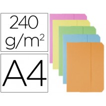 SUBCARPETAS CARTULINAS VIP FAST-PAPERFLOW FOLIO CON SOLAPA COLORES PASTELES SURT