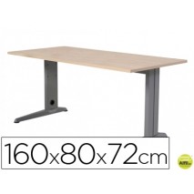 MESA DE OFICINA ROCADA METAL 2002AC01 ALUMINIO /HAYA 160X80 CM