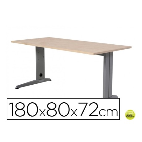 MESA DE OFICINA ROCADA METAL 2003AC01 ALUMINIO /HAYA 180X80 CM