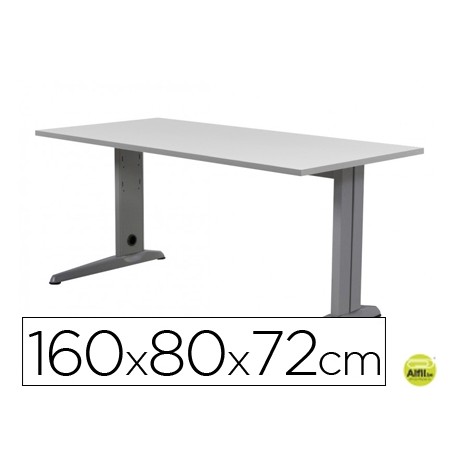 MESA DE OFICINA ROCADA METAL 2002AC02 ALUMINIO /GRIS 160X80 CM