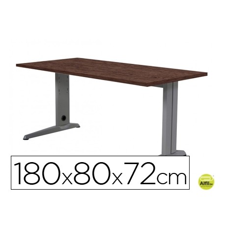 MESA DE OFICINA ROCADA METAL 2003AC03 ALUMINIO /WENGUE 180X80 CM