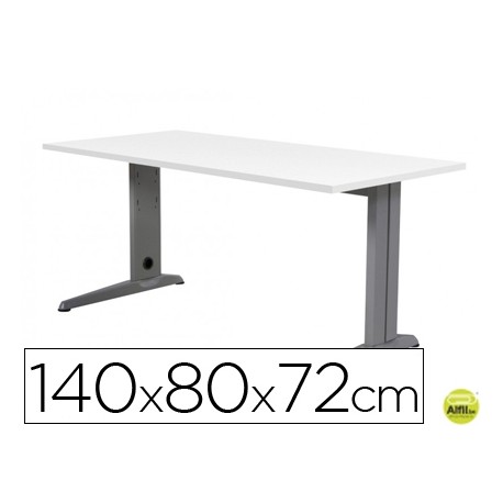 MESA DE OFICINA ROCADA METAL 2001AC04 ALUMINIO /BLANCO 140X80 CM