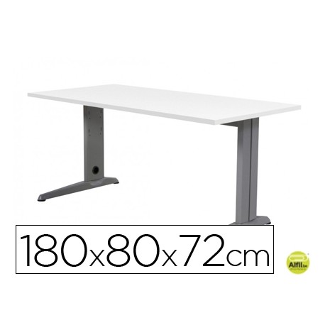 MESA DE OFICINA ROCADA METAL 2003AC04 ALUMINIO /BLANCO 180X80 CM