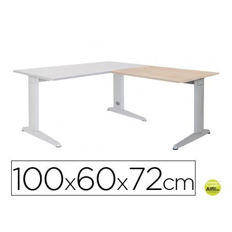 ALA PARA MESA ROCADA SERIE METAL 60X 100 CM DERECHA O IZQUIERDA ACABADO AC01 ALUMINIO/ HAYA