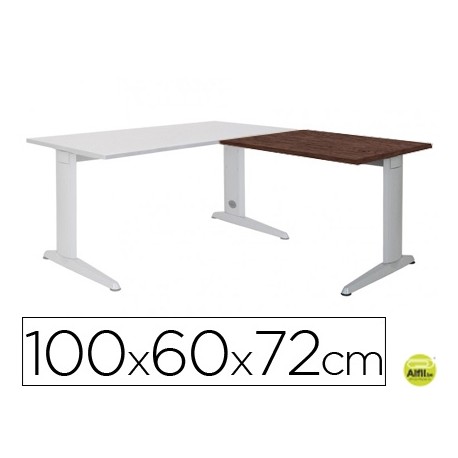 ALA PARA MESA ROCADA SERIE METAL 60X 100 CM DERECHA O IZQUIERDA ACABADO AC03 ALUMINIO/ WENGUE