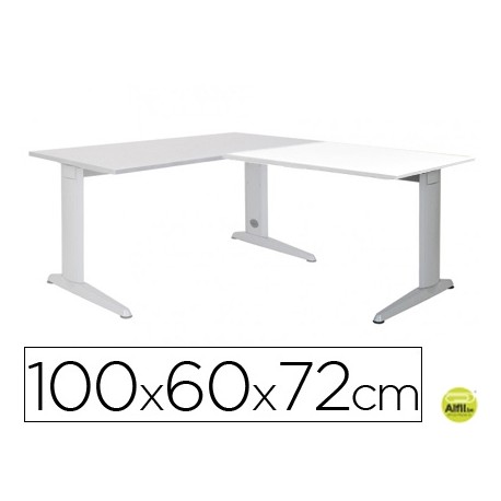 ALA PARA MESA ROCADA SERIE METAL 60X 100 CM DERECHA O IZQUIERDA ACABADO AC04 ALUMINIO/ BLANCO