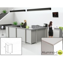MOSTRADOR DE RECEPCION ROCADA WELCOME CURVO 5005AB02 ALUMINIO/ GRIS 68X68X118 CM