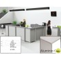 MOSTRADOR DE RECEPCION ROCADA WELCOME CURVO 5004AB02 ALUMINIO/ GRIS 70X70X118 CM