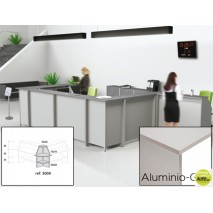 MOSTRADOR DE RECEPCION ROCADA WELCOME CURVO 5004AB02 ALUMINIO/ GRIS 70X70X118 CM