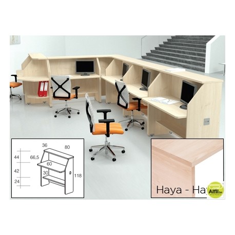 MOSTRADOR DE RECEPCION ROCADA WELCOME RECTO 5003AA01 HAYA/ HAYA 80X66,5X118 CM