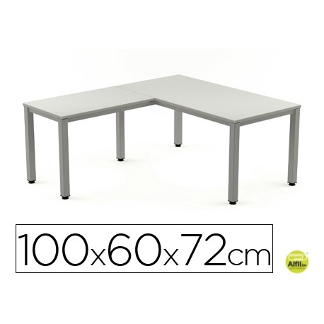 ALA PARA MESA ROCADA SERIE EXECUTIVE 60X 100 CM DERECHA O IZQUIERDA ACABADO AD02 ALUMINIO/ GRIS