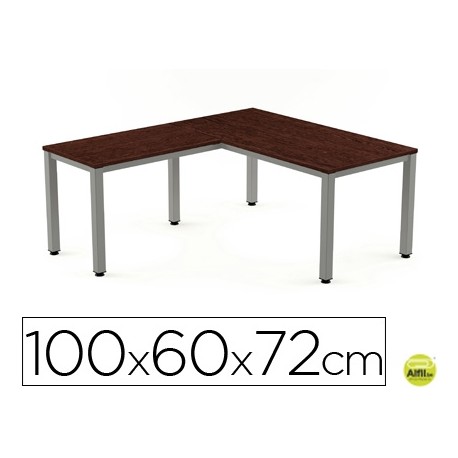 ALA PARA MESA ROCADA SERIE EXECUTIVE 60X 100 CM DERECHA O IZQUIERDA ACABADO AD03 ALUMINIO/ WENGUE