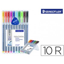 ROTULADOR STAEDTLER TRIPLUS FINELINER ESTUCHE DE 10 COLORES SURTIDOS