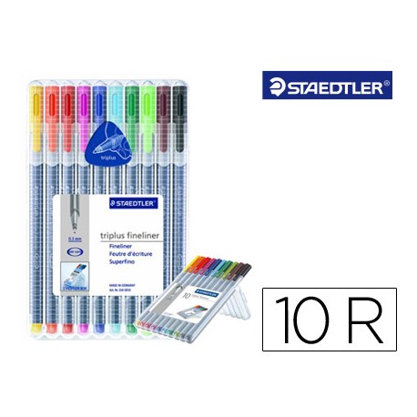 ROTULADOR STAEDTLER TRIPLUS FINELINER ESTUCHE DE 10 COLORES SURTIDOS