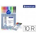 ROTULADOR STAEDTLER TRIPLUS FINELINER ESTUCHE DE 10 COLORES SURTIDOS
