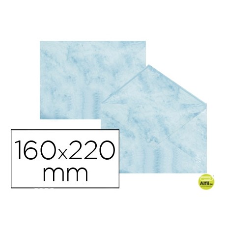 SOBRE FANTASIA MARMOLEADO AZUL 160X220 MM 90 GR