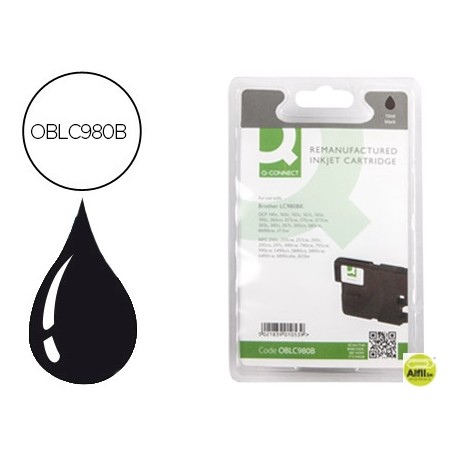 INK-JET Q-CONNECT COMPATIBLE BROTHER LC-980BK ALTA CAPACIDAD DCP-145/DCP-165/MFC-250/MFC-290 NEGRO