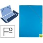 CARPETA LIDERPAPEL GOMAS PLASTICO FOLIO SOLAPA COLOR CELESTE