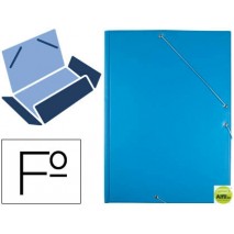 CARPETA LIDERPAPEL GOMAS PLASTICO FOLIO SOLAPA COLOR CELESTE