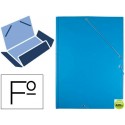 CARPETA LIDERPAPEL GOMAS PLASTICO FOLIO SOLAPA COLOR CELESTE