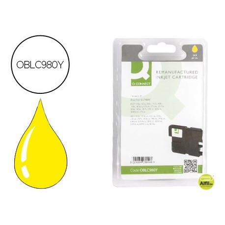 INK-JET Q-CONNECT COMPATIBLE BROTHER LC-980Y ALTA CAPACIDADDCP-145/DCP-165/MFC-250/MFC-290 AMARILLO